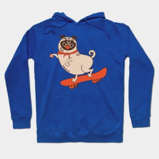 Funny animal character skateboarding pug Hoodie